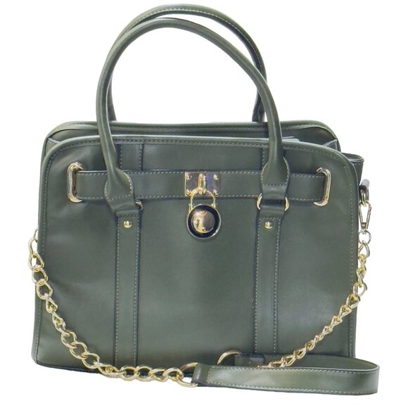 DASEIN Women's Handbag Belted Medium Tote Bag Green Faux Leather - Picture 1 of 12
